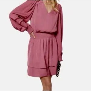 Evereve Women’s Shiloh Long Sleeve Mini Dress in Dusty Rose Size S